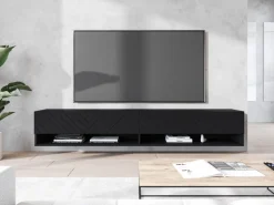 Szafki Rtv></noscript>BRATEX Czarna szafka wisząca RTV we wzorze jodełki AROMA