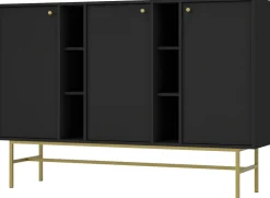 Komody>Lempert Czarna trzydrzwiowa komoda do salonu 160 cm TOKEN czarny grafit
