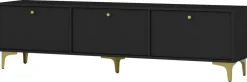 Szafki Rtv>Lempert Czarna trzydrzwiowa szafka pod telewizor RTV TOKEN 120 cm czarny grafit