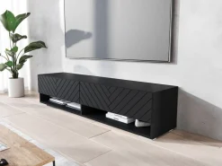 Szafki Rtv></noscript>BRATEX Czarna wisząca szafka RTV 140 cm AROMA jodełka