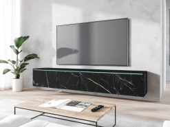 Szafki Rtv></noscript>BRATEX Czarna wisząca szafka RTV 180 cm podwieszana BROMI