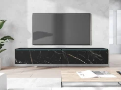 Szafki Rtv></noscript>BRATEX Czarna wisząca szafka RTV 180 cm podwieszana BROMI