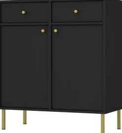 Zestawy Mebli Do Salonu|Komody>Lempert Czarna wysoka komoda do salonu 84 cm z szufladami TOKEN czarny grafit