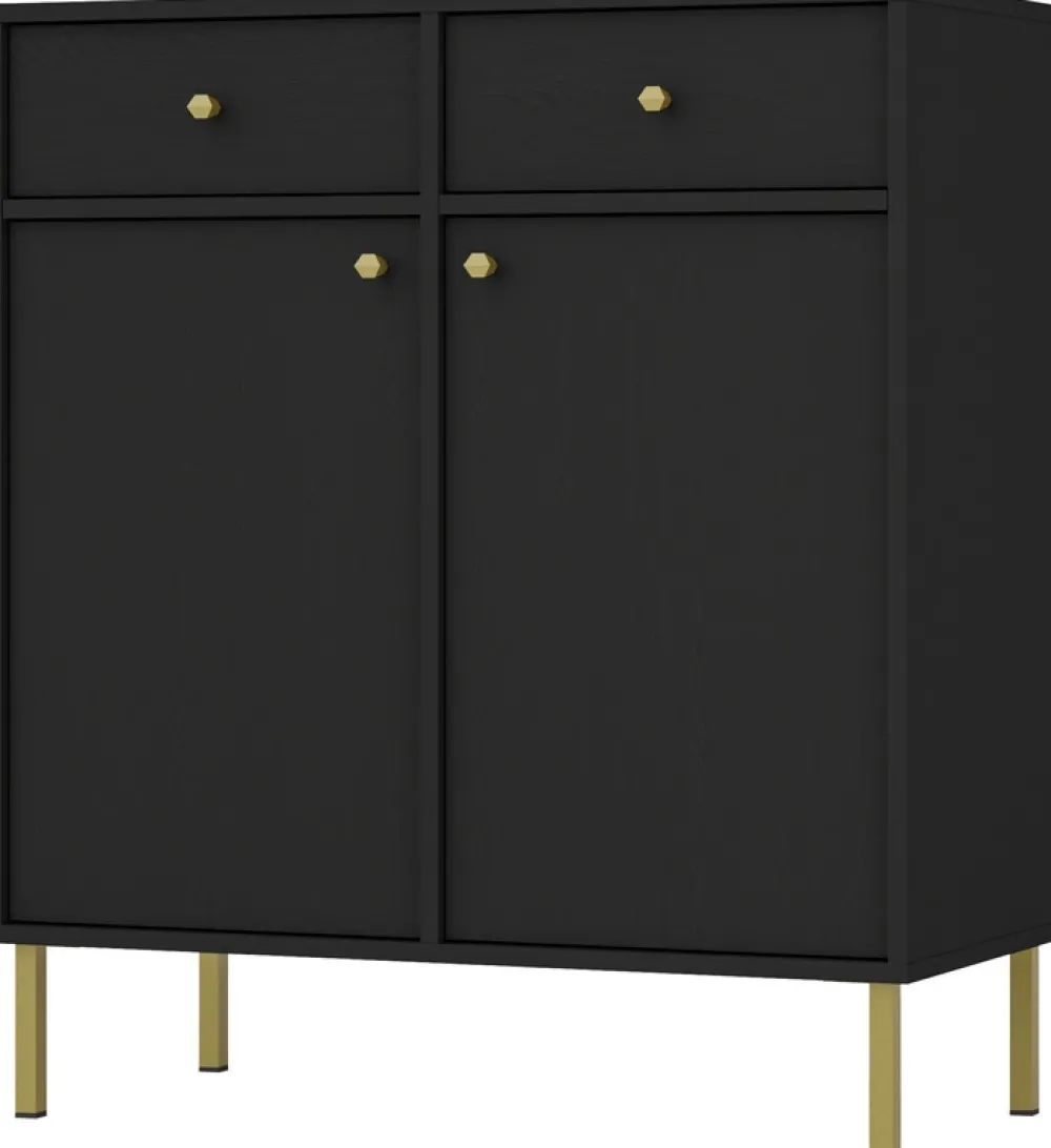 Zestawy Mebli Do Salonu|Komody>Lempert Czarna wysoka komoda do salonu 84 cm z szufladami TOKEN czarny grafit