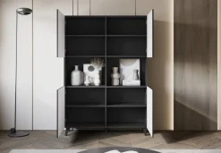 Komody>BRATEX Czarna wysoka komoda nowoczesna do salonu 120 cm PUNES czarny