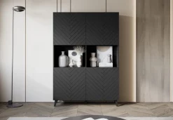 Komody></noscript>BRATEX Czarna wysoka komoda nowoczesna do salonu 120 cm PUNES czarny