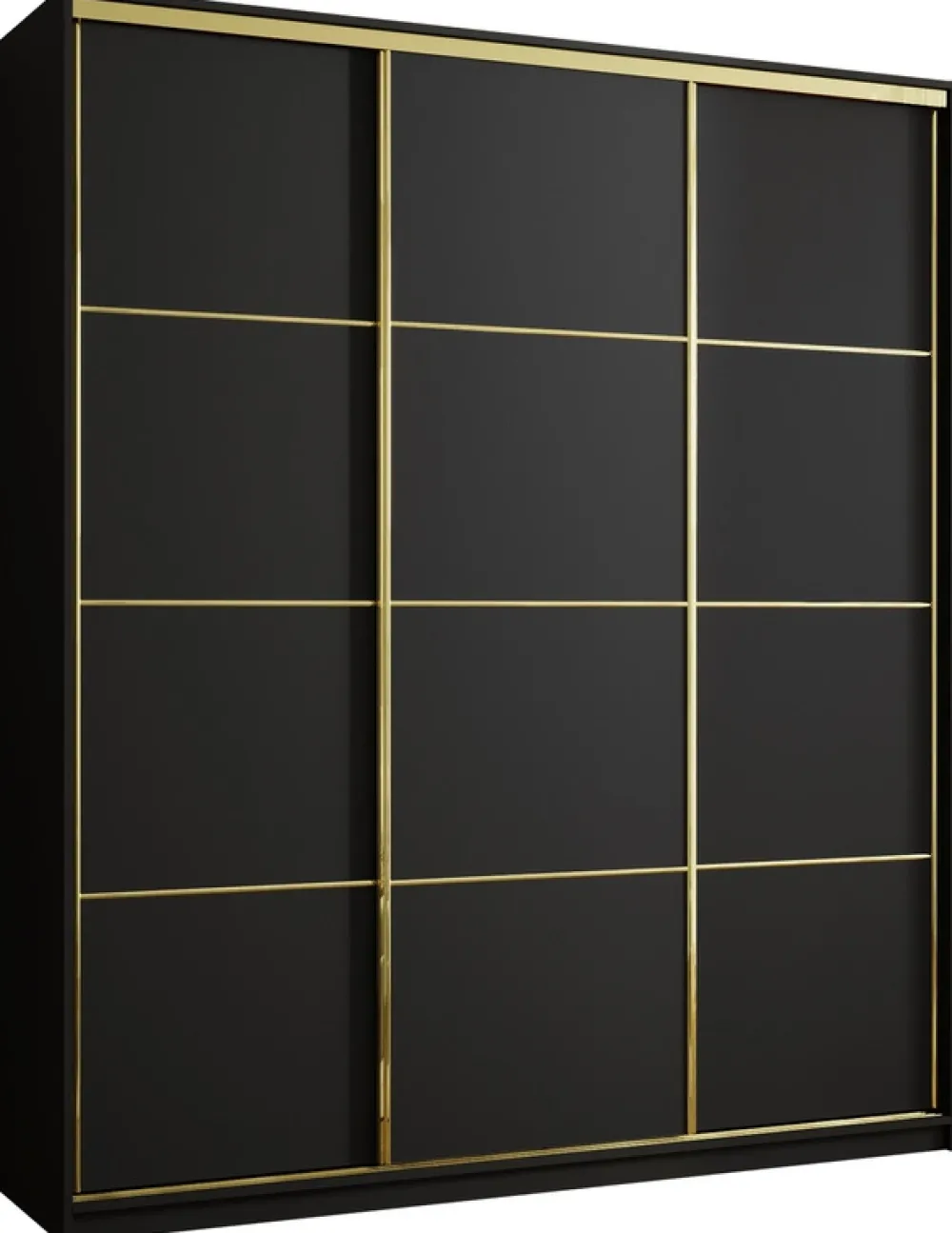 Szafy Trzydrzwiowe|Szafy Przesuwne>BROMARKT Czarna wysoka szafa przesuwna 200 cm GOLD NEW MAX czarny