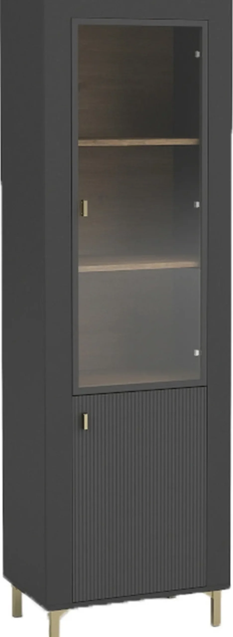 Zestawy Mebli Do Sypialni|Zestawy Mebli Do Salonu>DOLMAR Czarna wysoka witryna na książki do salonu 60 cm MISTY czarny