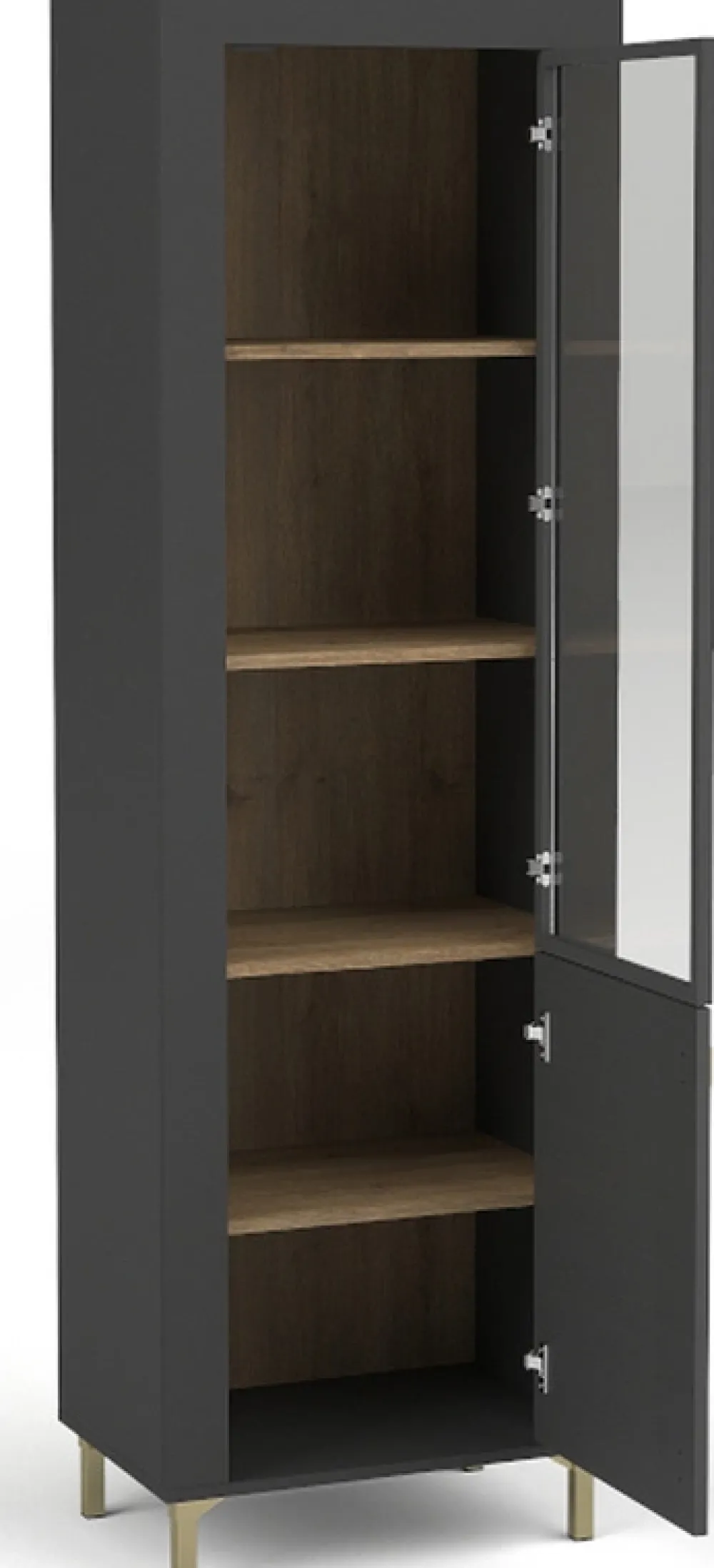 Zestawy Mebli Do Sypialni|Zestawy Mebli Do Salonu>DOLMAR Czarna wysoka witryna na książki do salonu 60 cm MISTY czarny