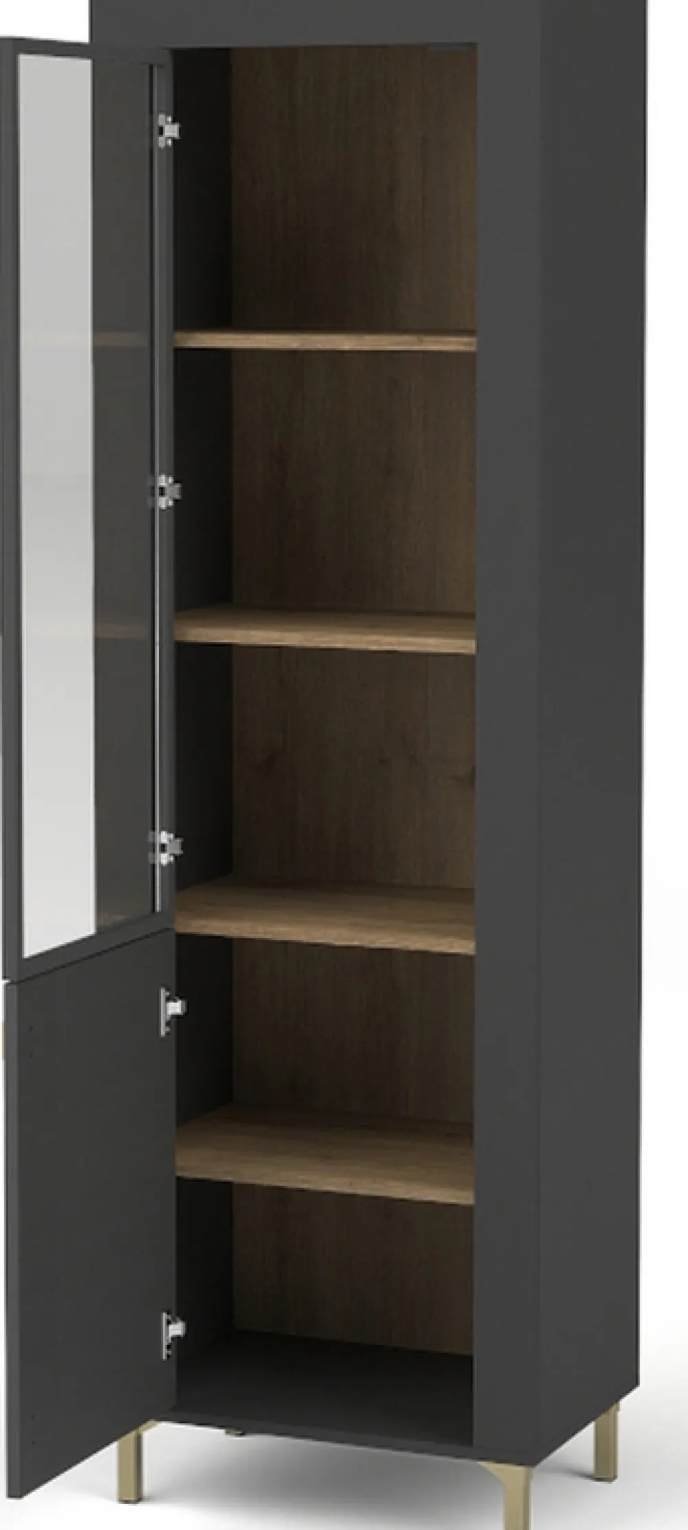 Zestawy Mebli Do Sypialni|Zestawy Mebli Do Salonu>DOLMAR Czarna wysoka witryna na książki do salonu 60 cm MISTY czarny