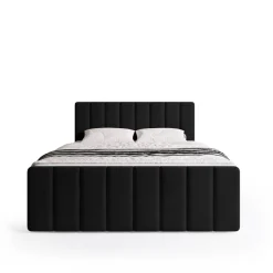 Łóżka Małżeńskie|Łóżka Ze Stelażem></noscript>BROMARKT Czarne łóżko do sypialni kontynentalne 160x200 cm z pojemnikiem DENVER DUO