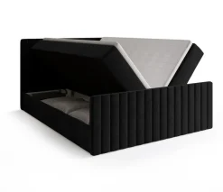 Łóżka Małżeńskie|Łóżka Ze Stelażem>BROMARKT Czarne łóżko kontynentalne 180x200 cm z pojemnikiem na pościel DREAM DUO