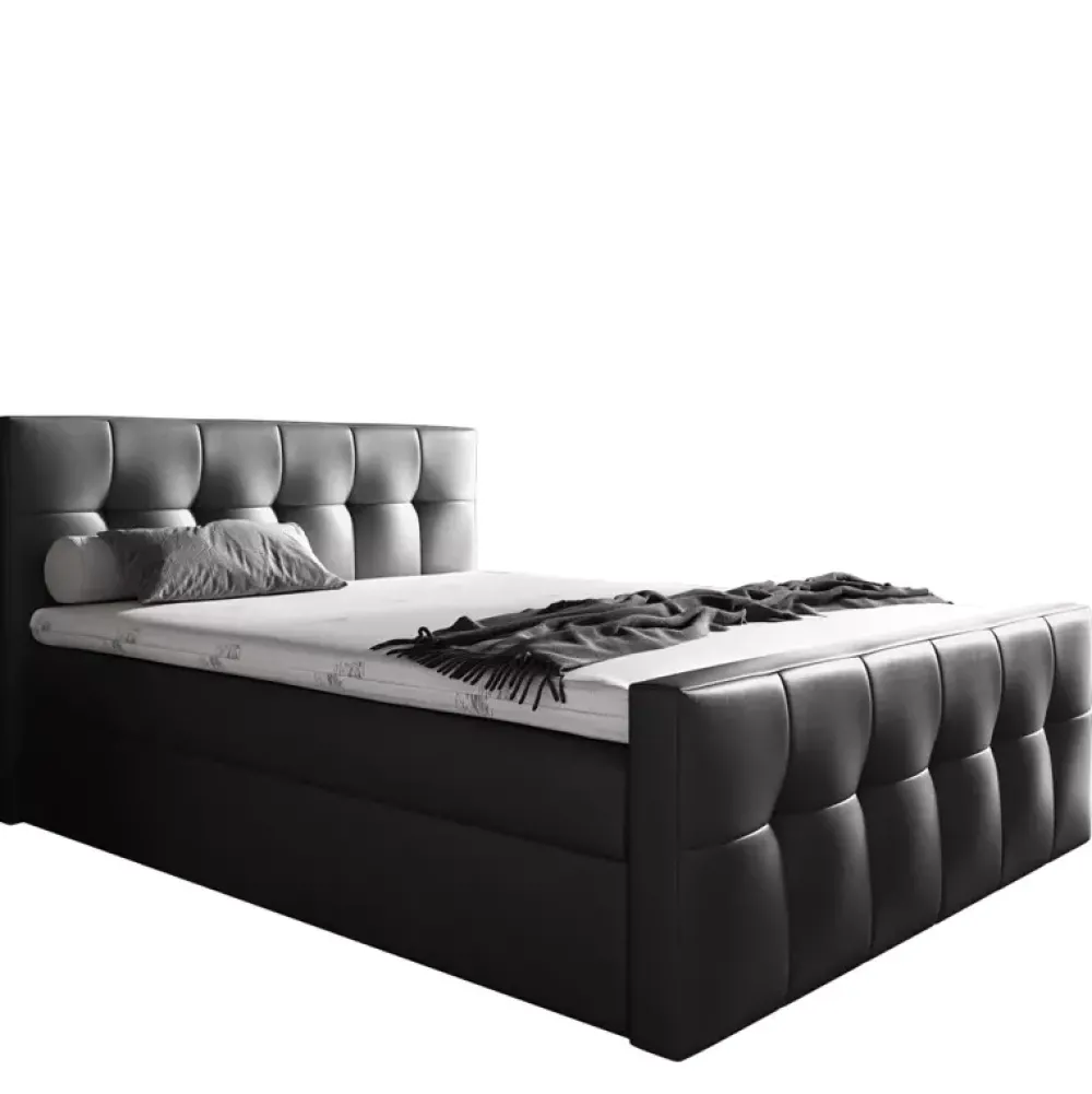 Łóżka Z Zagłówkiem|Łóżka Z Pojemnikiem>Gruszka Czarne Łóżko Kontynentalne 180x200 MAX