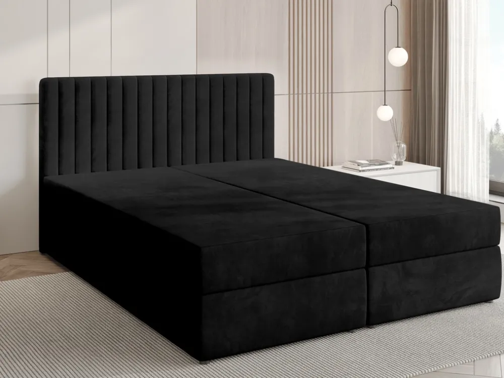 Łóżka Małżeńskie|Łóżka Ze Stelażem>BROMARKT Czarne łóżko kontynentalne 180x200 cm z pojemnikiem na pościel DREAM