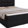 Łóżka Ze Stelażem|Łóżka Z Zagłówkiem>BROMARKT Czarne łóżko kontynentalne 160x200 cm z pojemnikiem DAKOTA