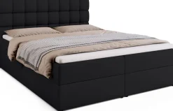 Łóżka Ze Stelażem|Łóżka Z Zagłówkiem>BROMARKT Czarne łóżko kontynentalne 160x200 cm z pojemnikiem DAKOTA