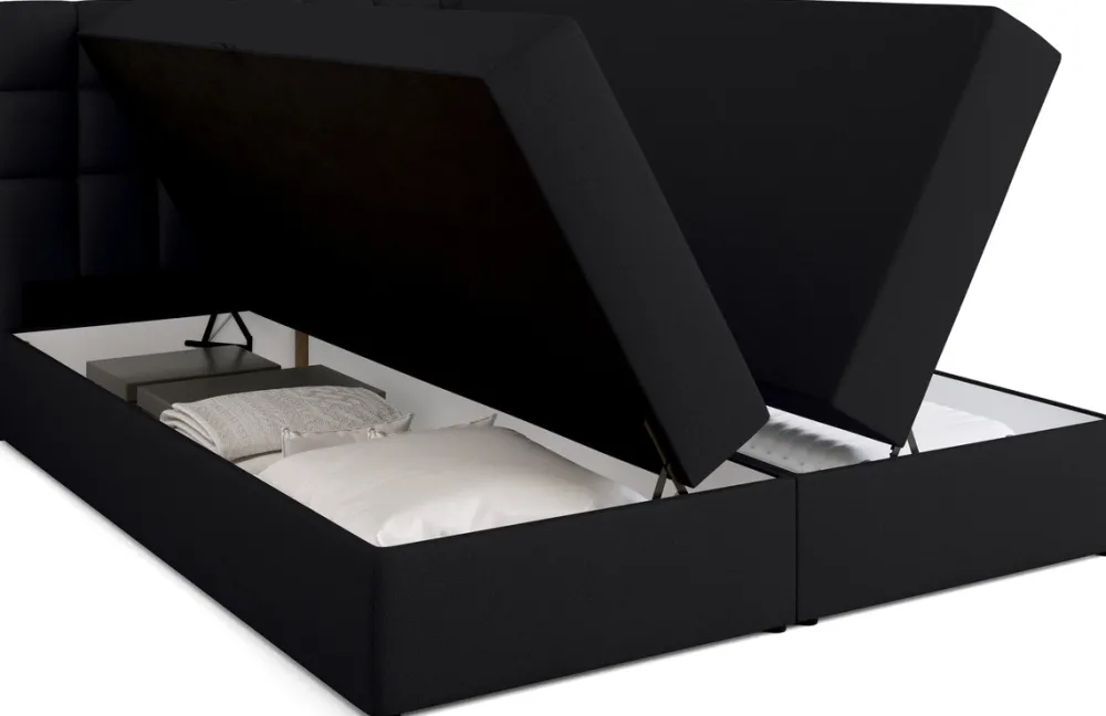 Łóżka Ze Stelażem|Łóżka Z Zagłówkiem>BROMARKT Czarne łóżko kontynentalne 160x200 cm z pojemnikiem DAKOTA