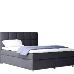 Łóżka Młodzieżowe|Łóżka Z Zagłówkiem>Gruszka Czarne łóżko kontynentalne 120x200 z ekoskóry NATAN