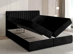 Łóżka Małżeńskie|Łóżka Ze Stelażem>BROMARKT Czarne łóżko kontynentalne 160x200 cm z pojemnikiem na pościel DREAM