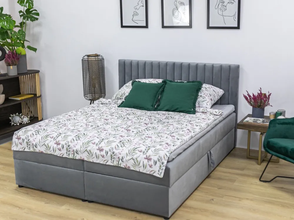 Łóżka Małżeńskie|Łóżka Ze Stelażem>BROMARKT Czarne łóżko kontynentalne 160x200 cm z pojemnikiem na pościel DREAM