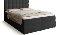 Meble Młodzieżowe|Łóżka Młodzieżowe>BROMARKT Czarne łóżko kontynentalne 140x200 cm do sypialni pojemnik DETROIT