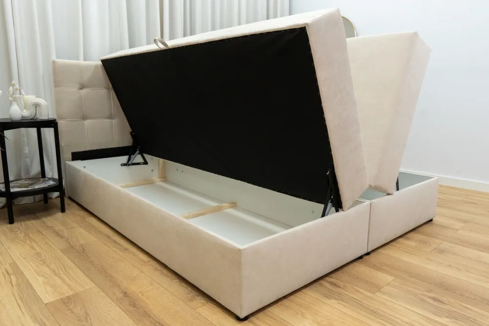 Meble Młodzieżowe|Łóżka Młodzieżowe>BROMARKT Czarne łóżko kontynentalne 140x200 cm do sypialni pojemnik DETROIT