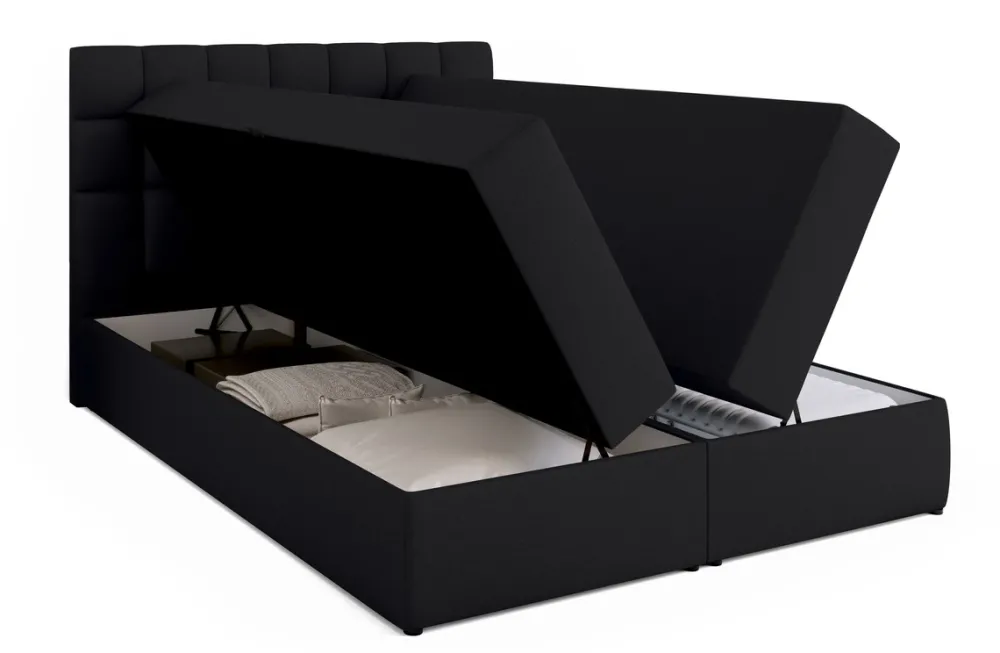 Meble Młodzieżowe|Łóżka Młodzieżowe>BROMARKT Czarne łóżko kontynentalne 140x200 cm z pojemnikiem DAKOTA