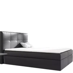Łóżka Z Pojemnikiem|Łóżka Czarne>Gruszka Czarne Łóżko Kontynentalne 200x200 z ekoskóry LUDWIK