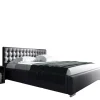 Łóżka Młodzieżowe|Łóżka Z Zagłówkiem>Gruszka Czarne łóżko tapicerowane 160x200 z ekoskóry PRAGA