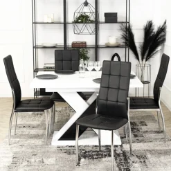 Krzesła>MEBEL ELITE Czarne krzesło do jadalni MELLO na chromowanych nóżkach ekoskóra