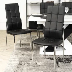 Krzesła>MEBEL ELITE Czarne krzesło do jadalni MELLO na chromowanych nóżkach ekoskóra