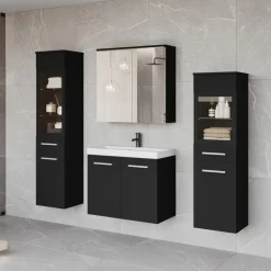 Meble Łazienkowe>BRATEX Czarne meble łazienkowe z umywalką USEDOM XL czarny