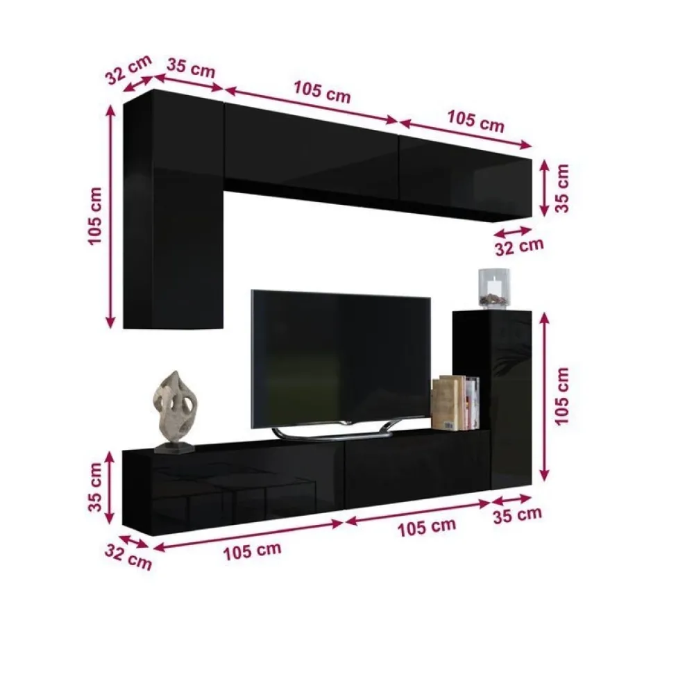 Meblościanki>BROMARKT Czarne meble do salonu PREMIUM czarny