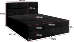 Meble Młodzieżowe|Łóżka Młodzieżowe></noscript>BROMARKT Czarne welurowe łóżko kontynentalne 140x200 cm z pojemnikiem na pościel BOSTON