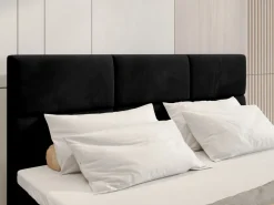 Meble Młodzieżowe|Łóżka Młodzieżowe></noscript>BROMARKT Czarne welurowe łóżko kontynentalne 140x200 cm z pojemnikiem na pościel BOSTON