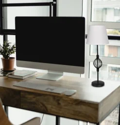 Oświetlenie Sypialni|Oświetlenie Salonu></noscript>Candellux Lighting Czarno biała lampa stołowa Rosette