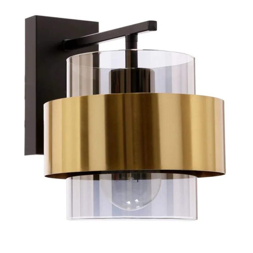 Oświetlenie Jadalni|Oświetlenie Sypialni>Candellux Lighting Czarny kinkiet Spiega E27 mosiądz