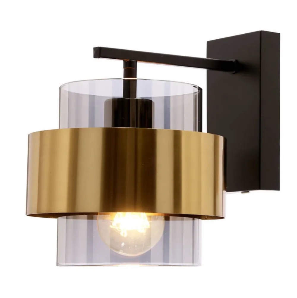 Oświetlenie Jadalni|Oświetlenie Sypialni>Candellux Lighting Czarny kinkiet Spiega E27 mosiądz