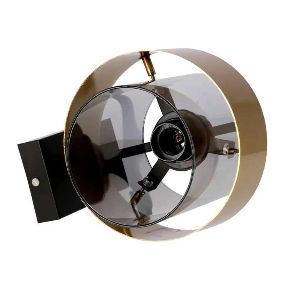 Oświetlenie Jadalni|Oświetlenie Sypialni>Candellux Lighting Czarny kinkiet Spiega E27 mosiądz