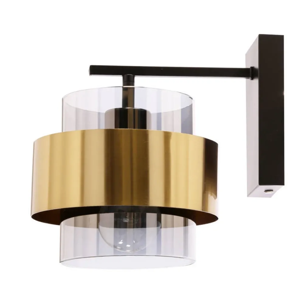 Oświetlenie Jadalni|Oświetlenie Sypialni>Candellux Lighting Czarny kinkiet Spiega E27 mosiądz