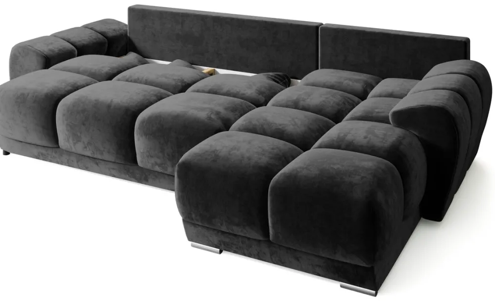 Narożniki>BROMARKT Czarny narożnik do salonu rozkładany z funkcją spania NUBES