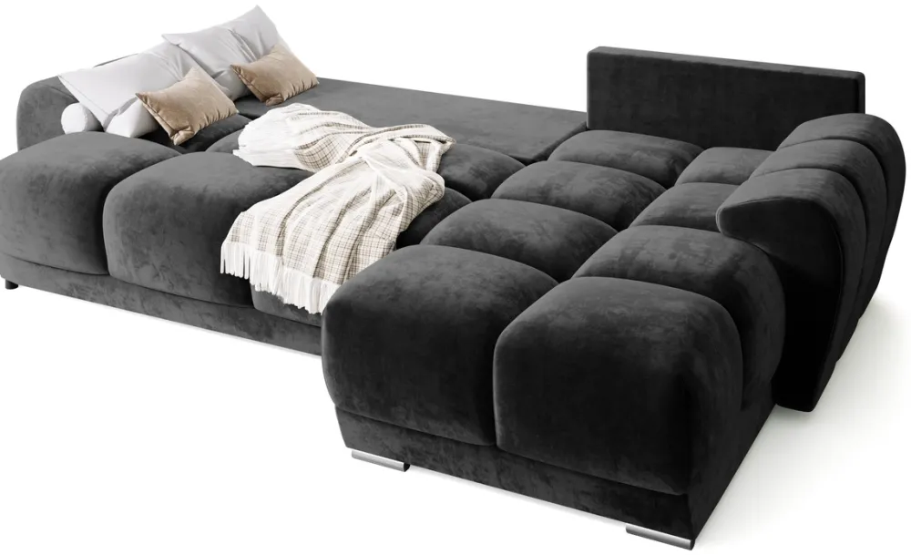 Narożniki>BROMARKT Czarny narożnik do salonu rozkładany z funkcją spania NUBES