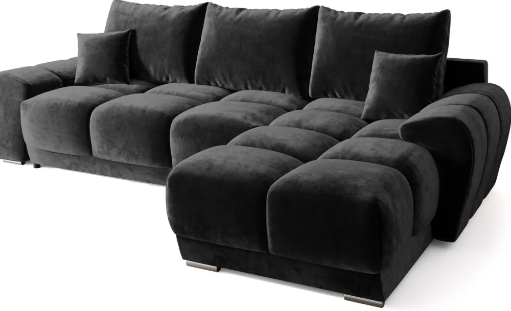 Narożniki>BROMARKT Czarny narożnik do salonu rozkładany z funkcją spania NUBES