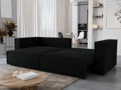 Meble Dla Dzieci|Meble Młodzieżowe>BROMARKT Czarny narożnik do salonu z funkcją spania MIZARU