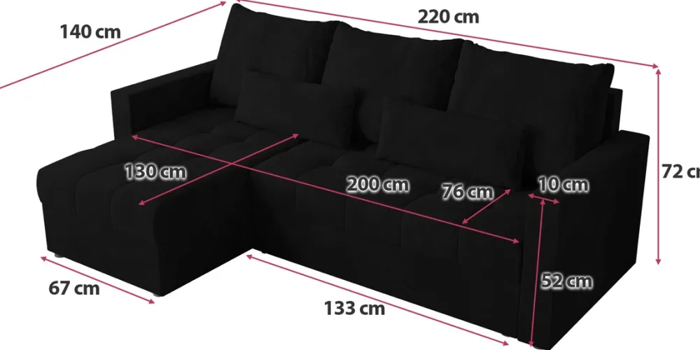 Meble Dla Dzieci|Meble Młodzieżowe>BROMARKT Czarny narożnik do salonu HOT L