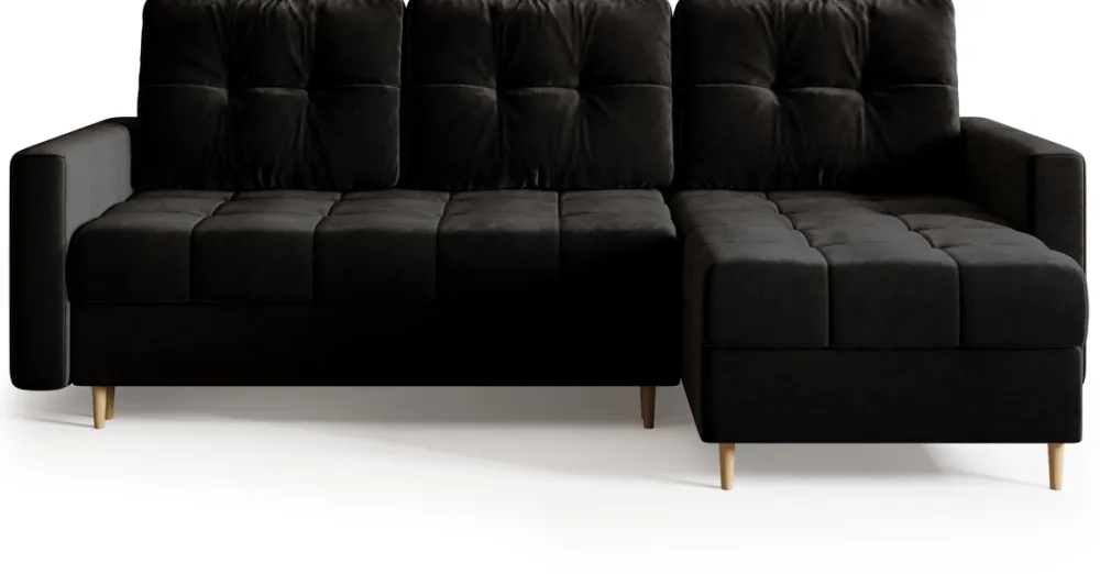 Meble Dla Dzieci|Meble Młodzieżowe>BROMARKT Czarny narożnik z funkcją spania i pojemnikiem na pościel LIZBONA