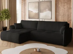 Meble Dla Dzieci|Meble Młodzieżowe>BROMARKT Czarny narożnik z funkcją spania i pojemnikiem CLAUDIO boucle