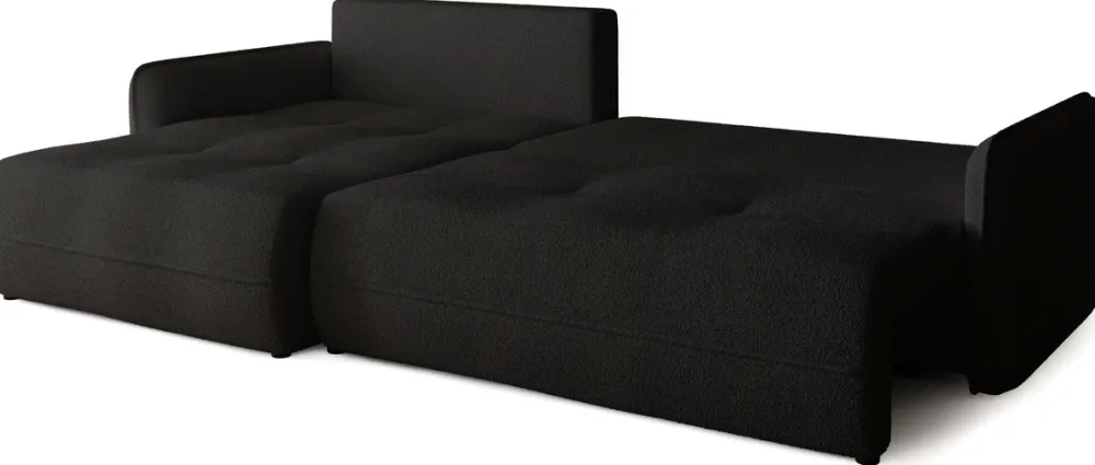 Meble Dla Dzieci|Meble Młodzieżowe>BROMARKT Czarny narożnik z funkcją spania i pojemnikiem CLAUDIO boucle