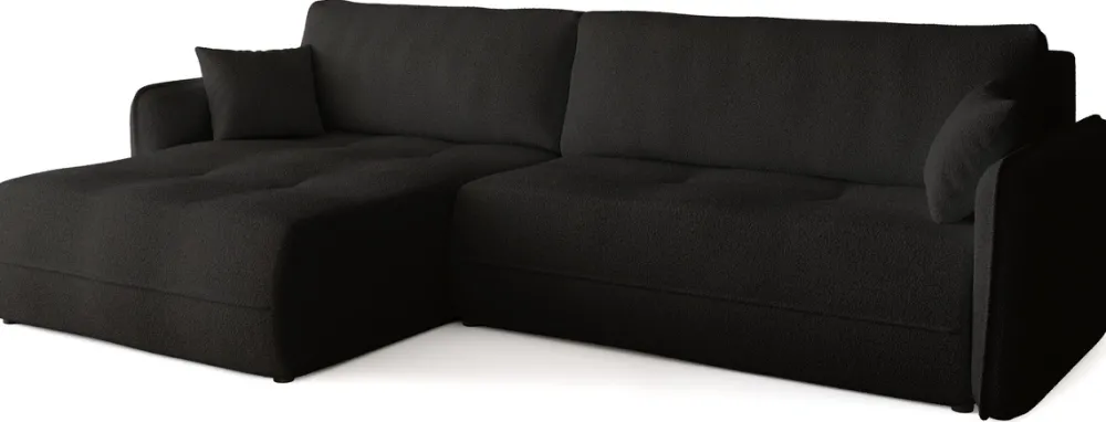 Meble Dla Dzieci|Meble Młodzieżowe>BROMARKT Czarny narożnik z funkcją spania i pojemnikiem CLAUDIO boucle