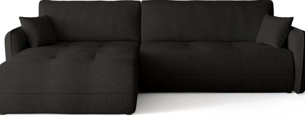 Meble Dla Dzieci|Meble Młodzieżowe>BROMARKT Czarny narożnik z funkcją spania i pojemnikiem CLAUDIO boucle